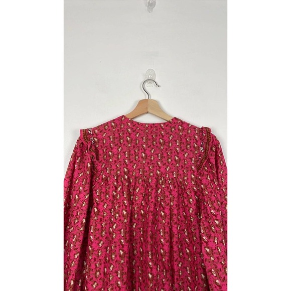 Joie Mix Print Embroidered Tops Patterned Ruffled Button Down Blouse Women's L - Picture 4 of 8